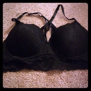 PINK Date Pushup Bra, Black Lace Size L